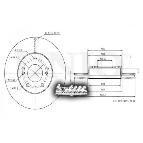 Диск Тормозной Nissan Maxima 88- Перед. UNIO 