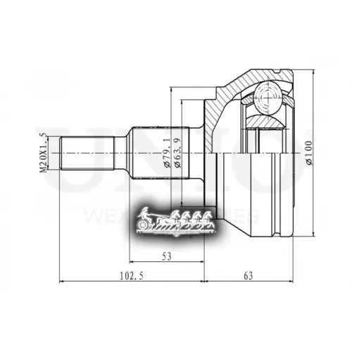 Шрус Vw Touareg/Transporter 03- Внеш. UNIO 