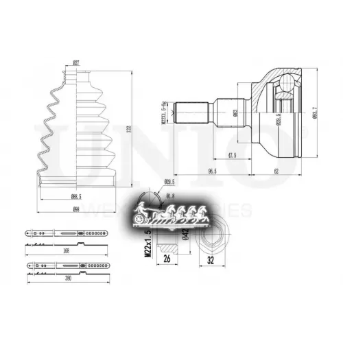 Шрус Ford Focus/Kuga 10- Внеш. UNIO 
