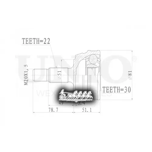 Шрус Vw Fox 05- Внеш. UNIO 