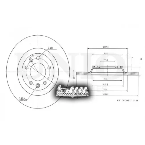 Диск Тормозной Peugeot 407/508/607 00- Задн. UNIO 