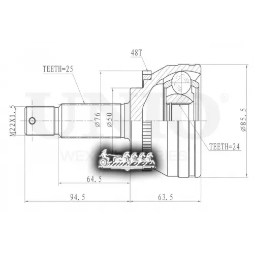 Шрус Kia Rio 05- Внеш. UNIO 