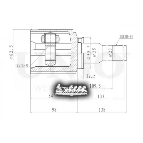 Шрус Chevrolet Cruze/Orlando 09- Внутр.лев. UNIO 