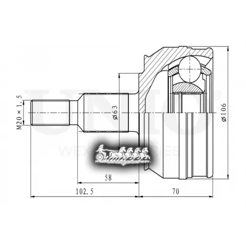 Шрус Vw Transporter(T5)/Multivan(T5) 03- Внеш. UNIO 