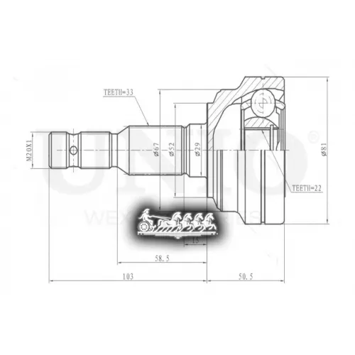 Шрус Opel Astra/Zafira 97- Внеш. UNIO 