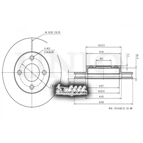 Диск Тормозной Nissan Note/Micra 02- Перед. UNIO 