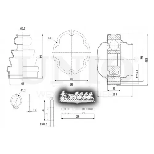 Шрус Vw Transporter(T4) 90- Внутр. UNIO 