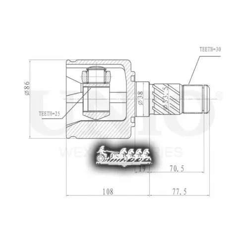 Шрус Kia Sorento 02- Внутр.лев. UNIO 