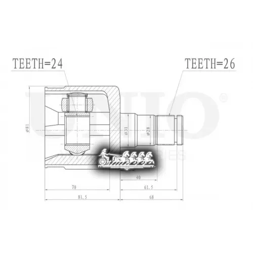 Шрус Volvo Xc90/Xc60/S60 00- Внутр.лев. UNIO 