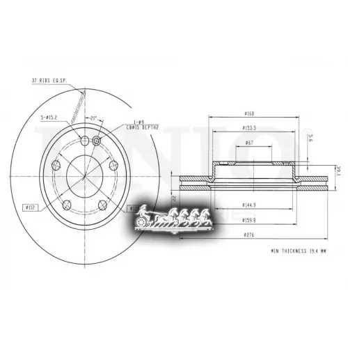 Диск Тормозной Mb A(W169) Перед. UNIO 