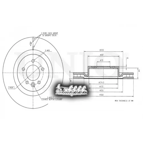 Диск Тормозной Land Rover Range Rover Sport/Discovery 05- Перед. UNIO 
