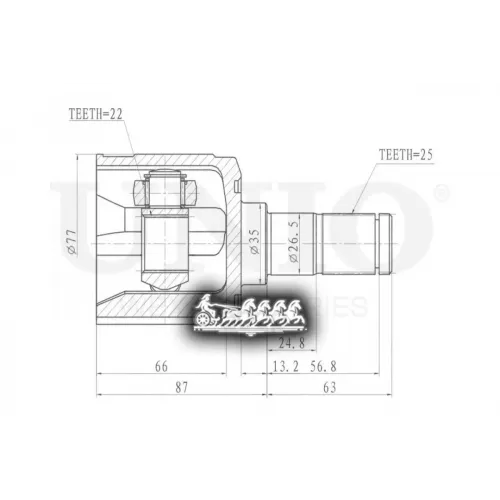 Шрус Kia/Hyundai Sorento/Accent 99- Внутр. UNIO 