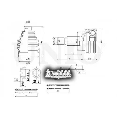 Шрус Mitsubishi Lancer 07- Внеш. UNIO 