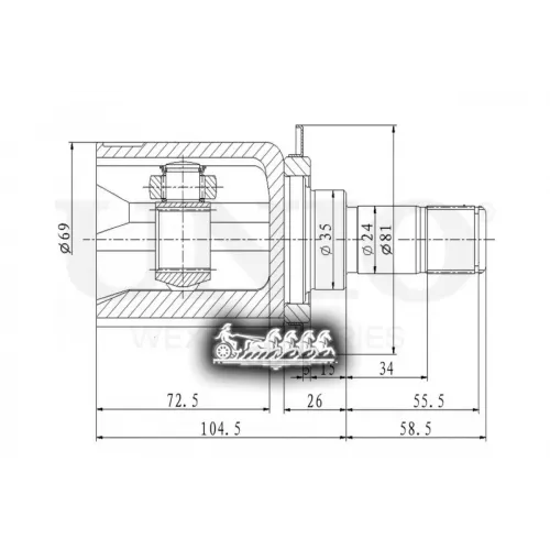 Шрус Honda Cr-V 01- Внутр. UNIO 