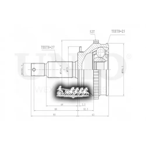 Шрус Hyundai Santa Fe 00- Внеш. UNIO 