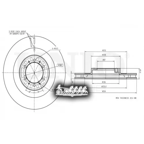 Диск Тормозной Mitsubishi Pajero 96- Перед. UNIO 