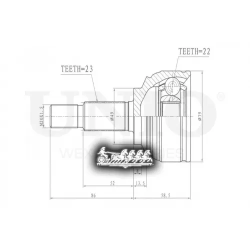 Шрус Renault Logan 12- Внеш. UNIO 