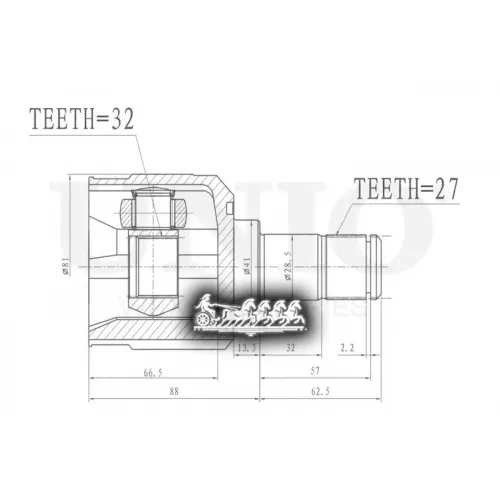 Шрус Mitsubishi Lancer/Asx/Galant 03- Внутр. UNIO 