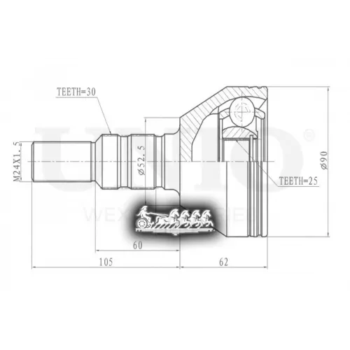 Шрус Opel/Fiat Vectra/Croma 02- Внеш. UNIO 