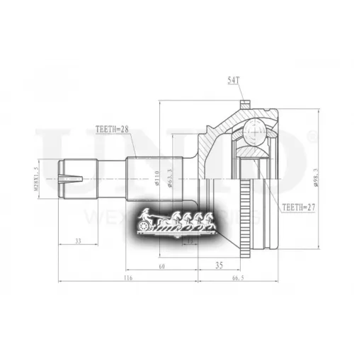 Шрус Fiat Ducato 06- Внеш. UNIO 