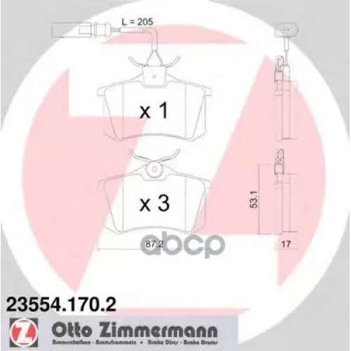Колодки Тормозные Дисковые Zimmermann 23554.170.2