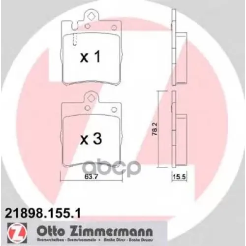 Колодки Тормозные Дисковые Zimmermann 21898.155.1