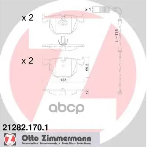 Колодки Тормозные Дисковые Zimmermann 21282.170.1