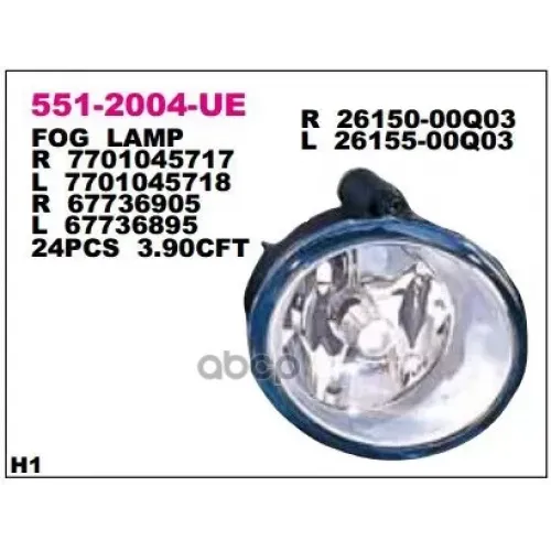 Фара Противотуманная Renault Megane Scenic/Laguna//Twingo/Trafic 01- Прав. Depo 