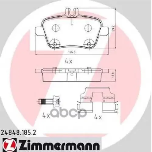 Колодки Тормозные Дисковые Zimmermann 24848.185.2