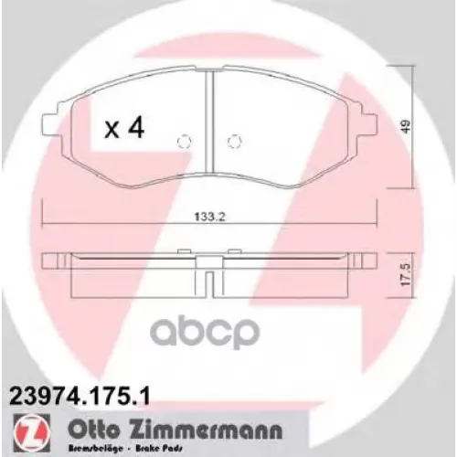 Колодки Тормозные Дисковые Zimmermann 23974.175.1