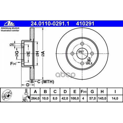 Диск Торм. Зад. Opel Astra H 1.6-1.8L Ate 24.0110-0291.1
