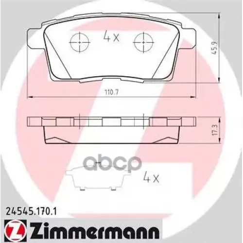 Колодки Тормозные Дисковые Zimmermann 24545.170.1