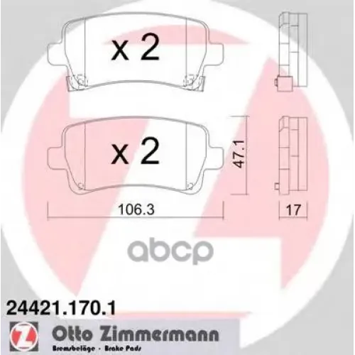 Колодки Тормозные Дисковые Zimmermann 24421.170.1
