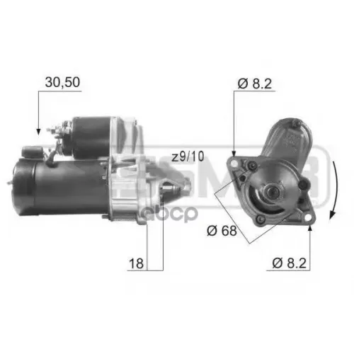 Стартер Chevrolet Aveo/Lacetti/Opel Astra 1.4-1.8 1.1Квт Era 