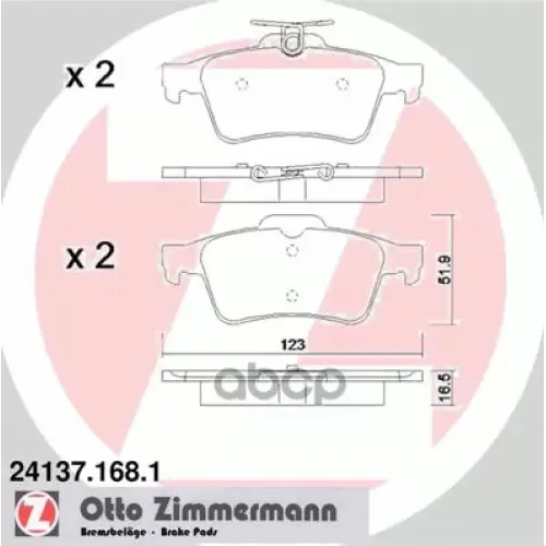 Колодки Тормозные Дисковые Zimmermann 24137.168.1