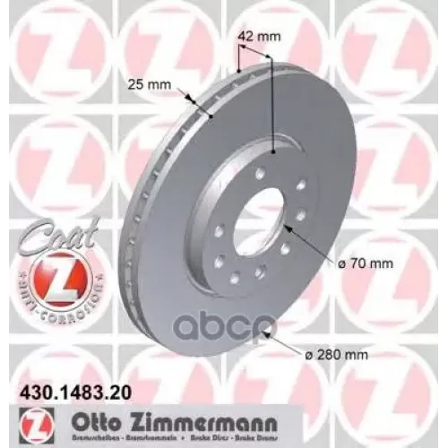 Диск Тормозной Opel Astra G -04 Перед.вент.coat Z Zimmermann 