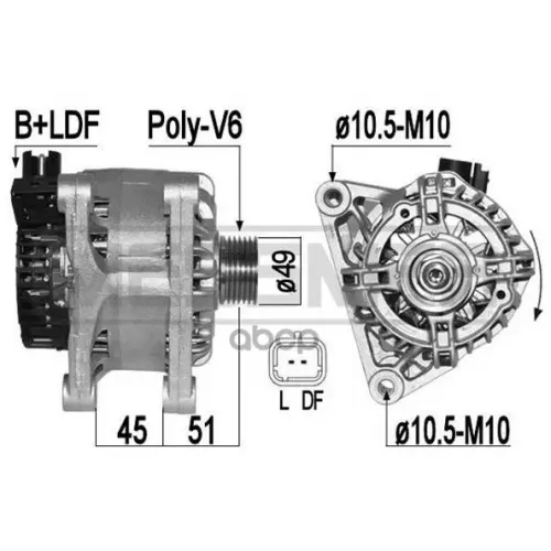 Генератор Citroen C4/Peugeot 207/307 1.4/1.6 90A Era 