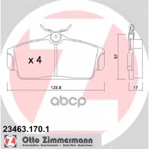Колодки Тормозные Дисковые Zimmermann 23463.170.1