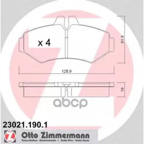 Колодки Тормозные Дисковые Zimmermann 23021.190.1
