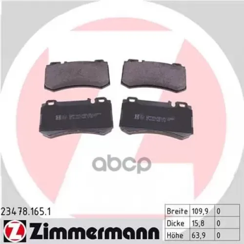 Колодки Тормозные Дисковые Zimmermann 23478.165.1