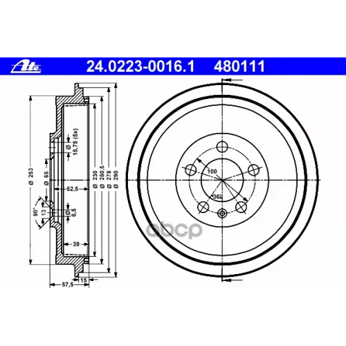 Барабан Тормозной Ate 24.0223-0016.1