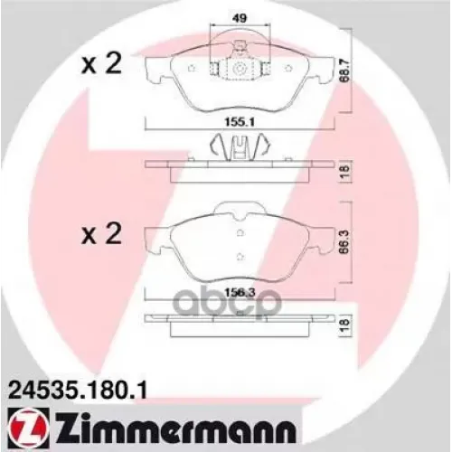 Колодки Тормозные Дисковые Zimmermann 24535.180.1