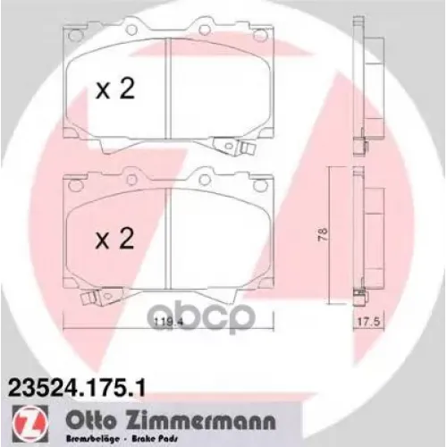Колодки Тормозные Дисковые Zimmermann 23524.175.1