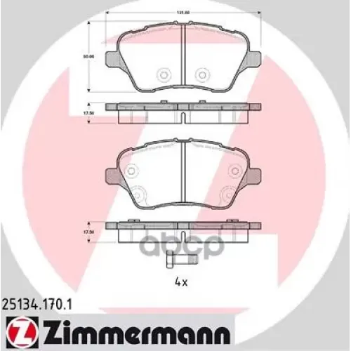 Колодки Тормозные Дисковые Zimmermann 25134.170.1