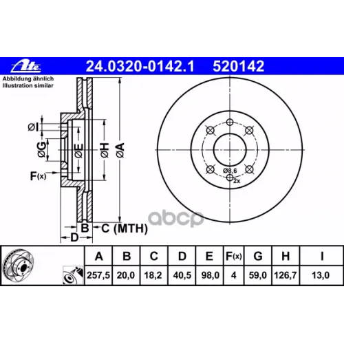 Диск Торм.пер.ваз 2110 Power-Disc Ate 24.0320-0142.1
