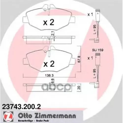 Колодки Тормозные Дисковые Zimmermann 23743.200.2