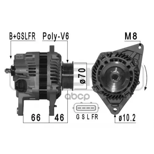 Генератор Mitsubishi L200 2.5 Di-D 07-> 90A Era 