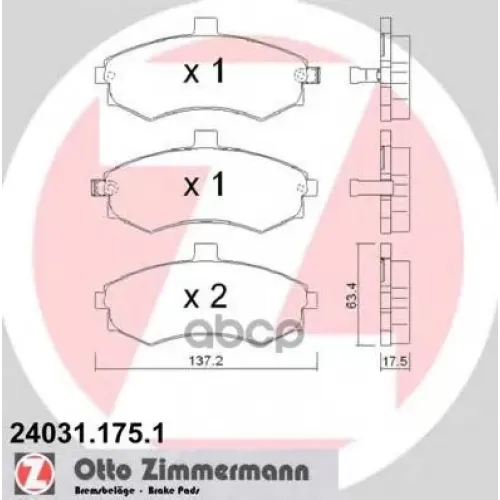 Колодки Тормозные Дисковые Zimmermann 24031.175.1