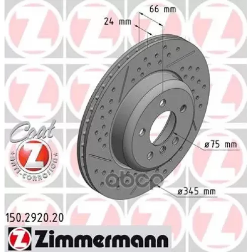 Диск Тормозной Bmw 3(F30)/4(F36) 12- Задн.вент. Coat Z Zimmermann 