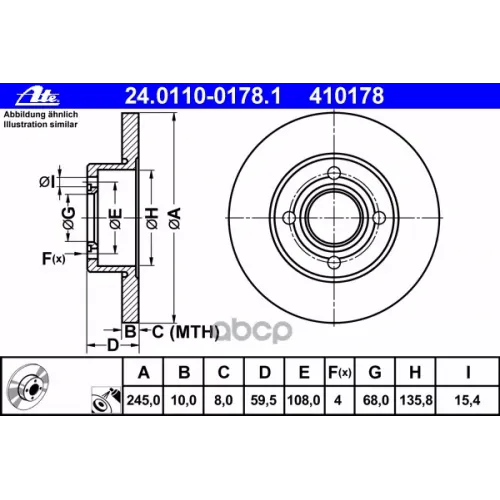 Диск Тормозной Ate 24.0110-0178.1
